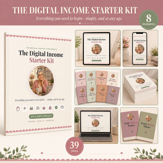 Eight-resource digital income ebook bundle shown on laptop, tablet and smartphone